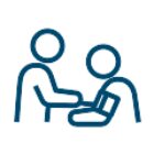 icon with health professional examining a patient